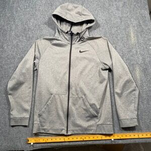 Kids Nike Gray Zip Up Hoodie Therma Fit Athletic Performance Jacket Youth